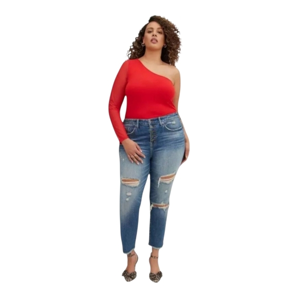 Torrid 4 Red Foxy One Sleeve Top 4X Sexy - Picture 1 of 4